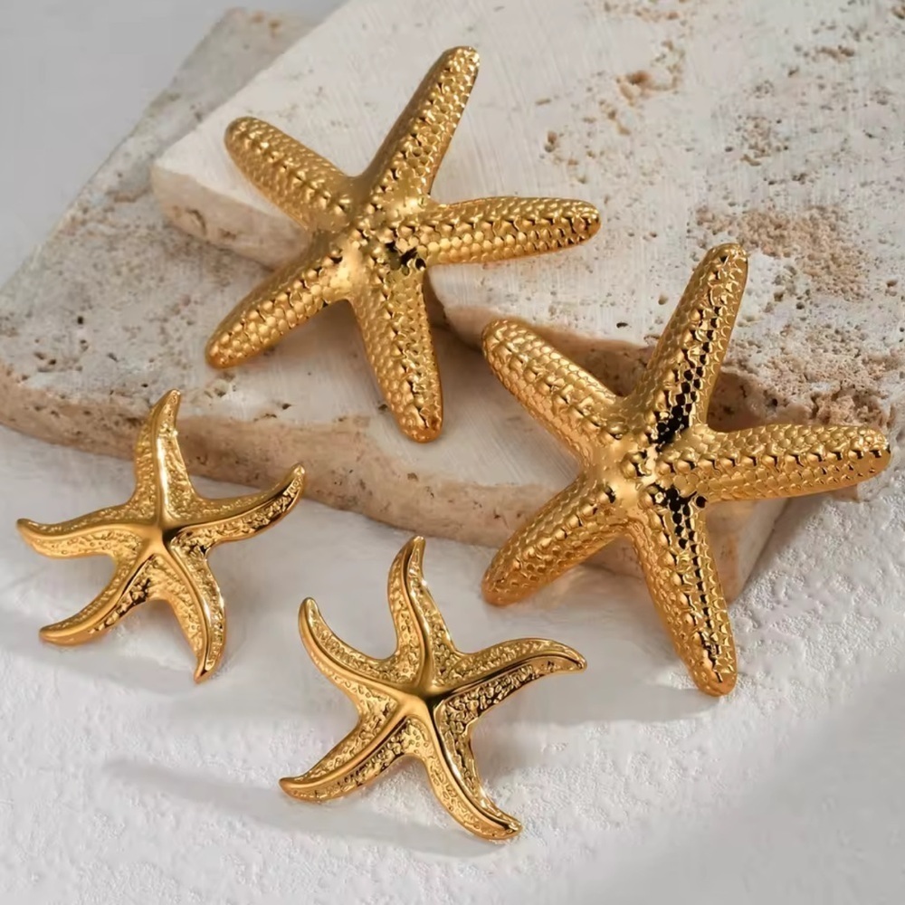 Starfish 18K Gold Stainless Steel Waterproof Earrings - Picture 3 of 4